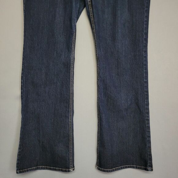 Jordache Bootcut Jeans Womens 16 Blue Dark Wash Stretches Trouser Button Pockets - Picture 3 of 16